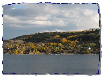 Heeney in the fall.  View from across the lake.
