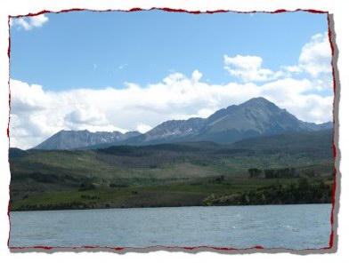 Gore Range from lake.